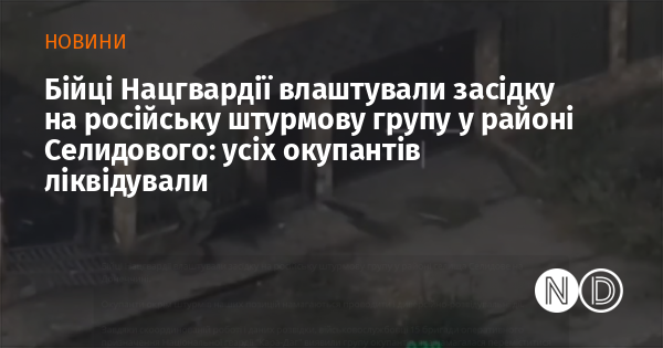 Бійці Національної гвардії організували засідку для російської штурмової групи поблизу Селидового: усіх загарбників було знищено.